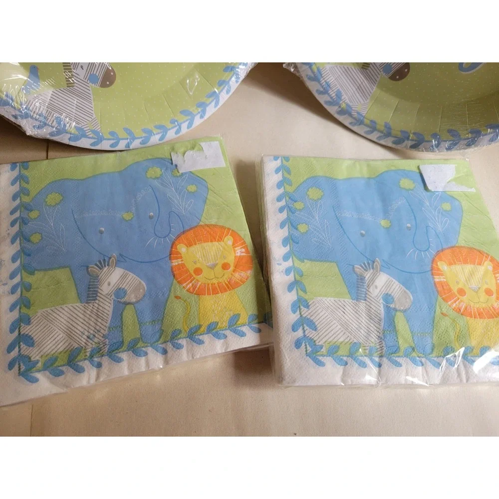 Oh Baby It's A Boy Jungle Safari Shower Plates and Napkins Set 82pc Bundle
